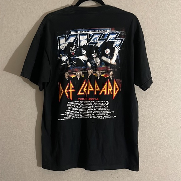 KIZZ 40 YEAR ANNIVERSARY 2014 TOUR DEF LEPPARD BLACK GRAPHIC T SHIRT SIZE L - Picture 2 of 7
